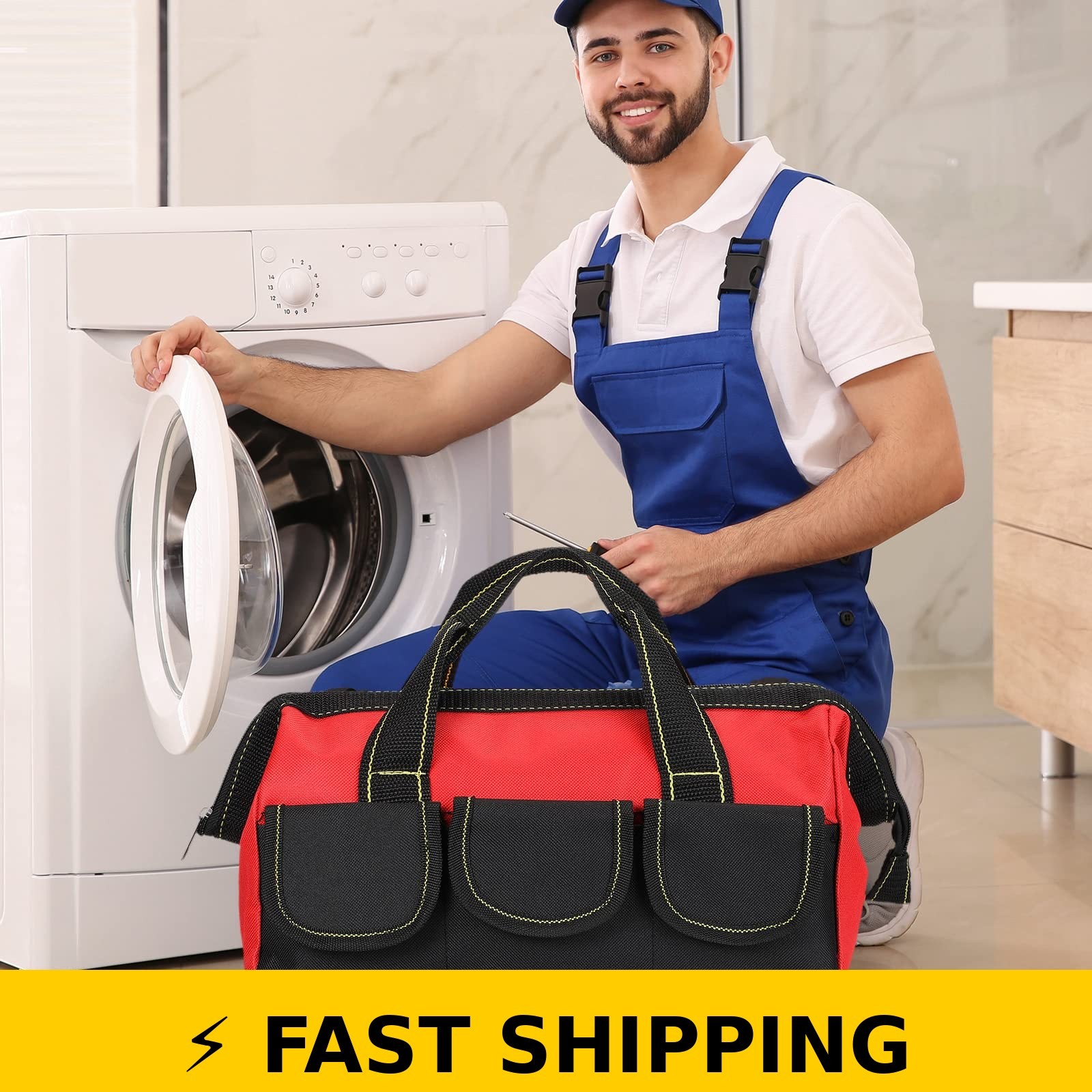 Sanwuta 3 Pack Tool Bags – Waterproof Heavy Duty Tote (Blue, Red, Yellow)