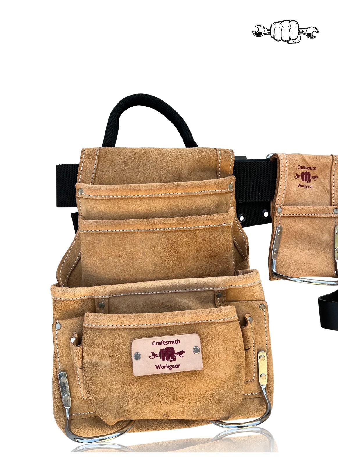 Heavy Duty Suede Tool Rig Belt Tan | Framer | Roofer | Carpenter Tool Belt