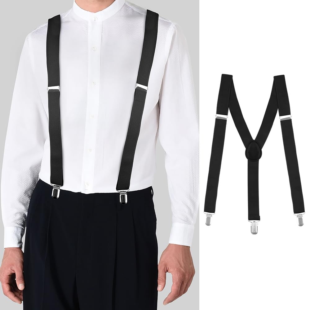 Vesberkl Black Suspenders for Men Heavy Duty Mens 1PCS,