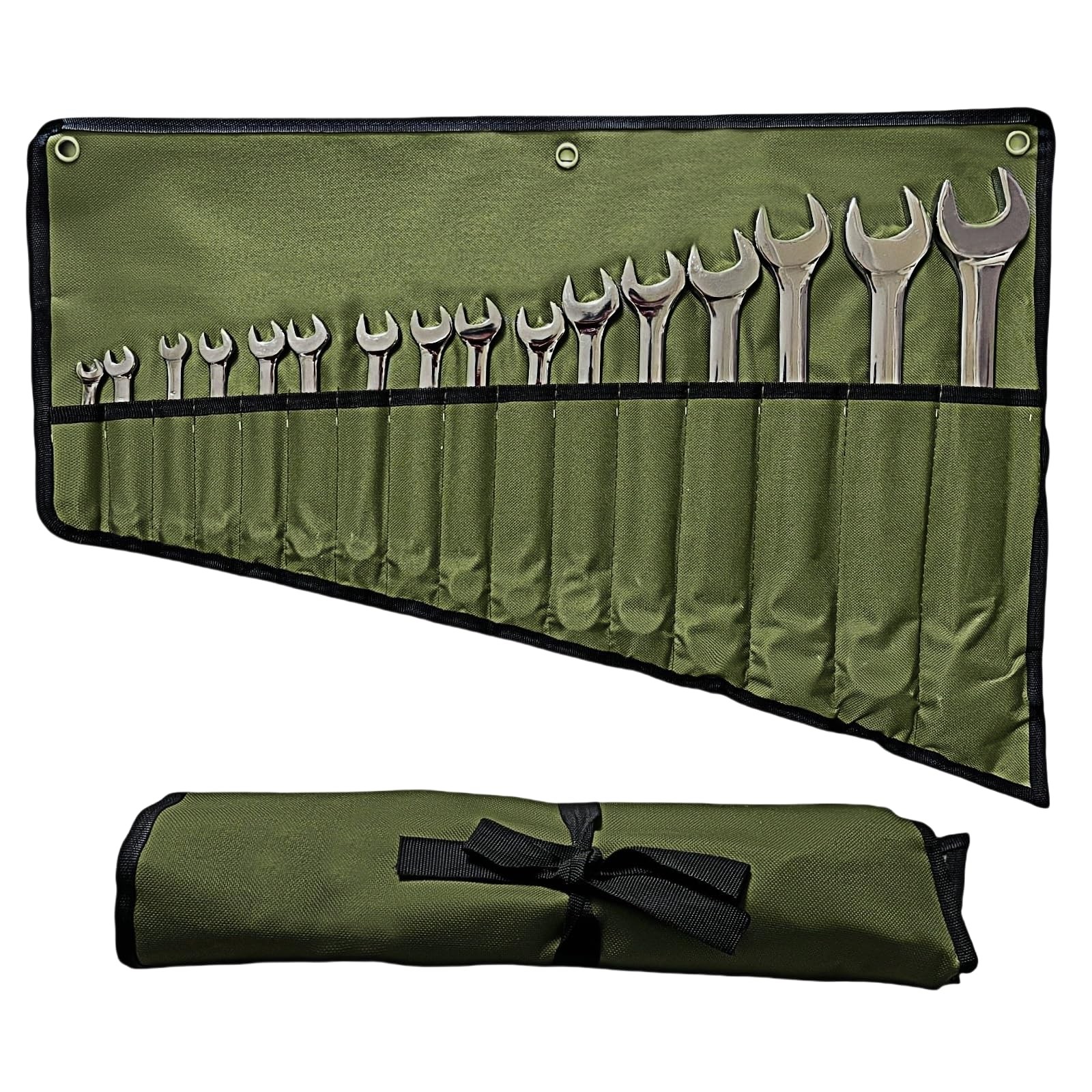 BLIRITEL 16 Pockets Wrench Roll Up Pouch, Organizer and Green