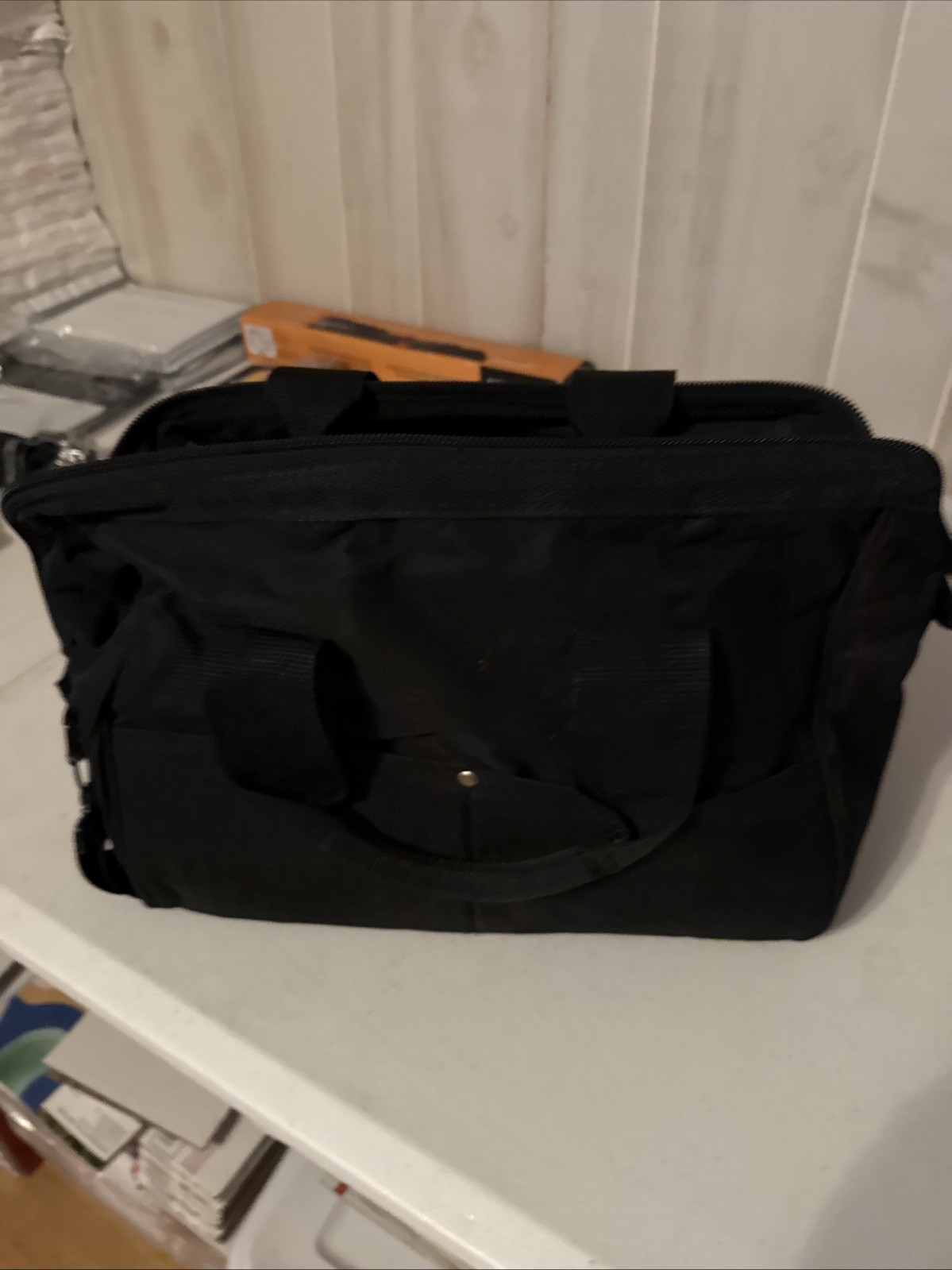 Craftsman Tool Bag Canvas Zipper Tote Carry Strap 14″ x 11″ x 6.5″ Pockets Black