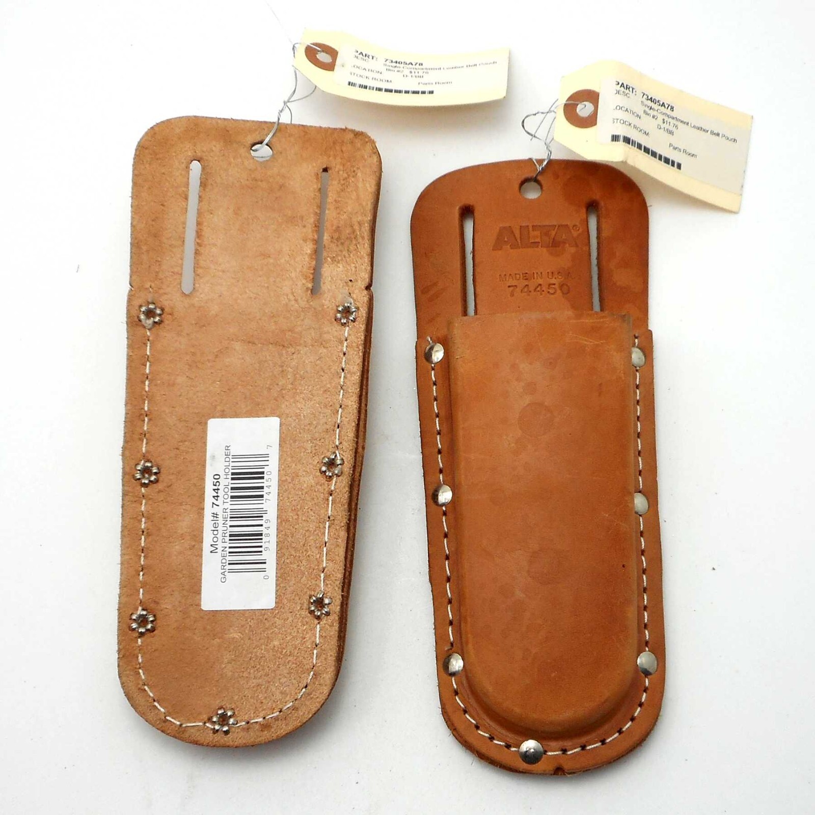 Alta Genuine Leather Garden Pruner Holder Tool Made in USA Lot of 2 pcs