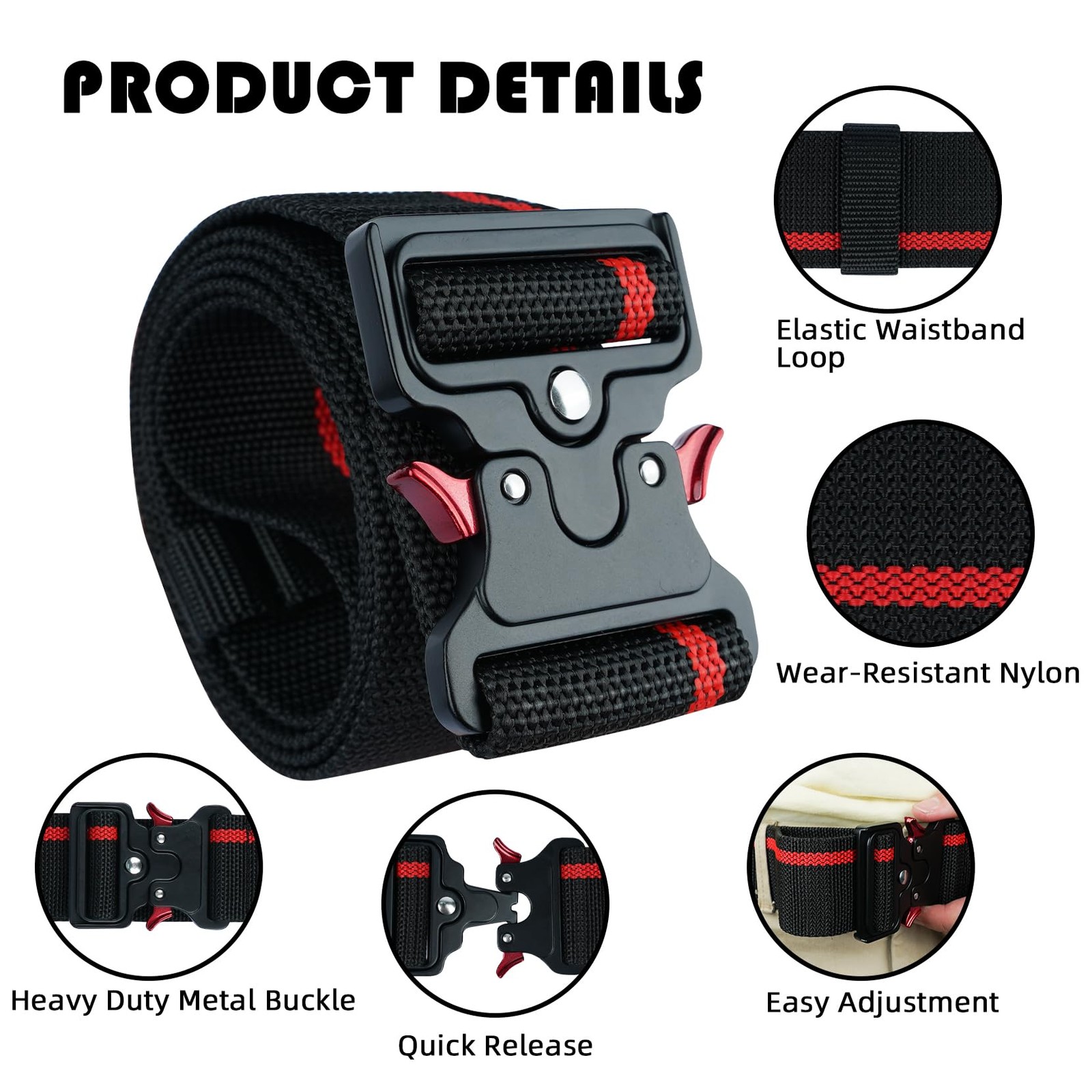 Work Tool Belt QuickRelease Buckle Heavy Duty Adjustable Electrician Red 2 In