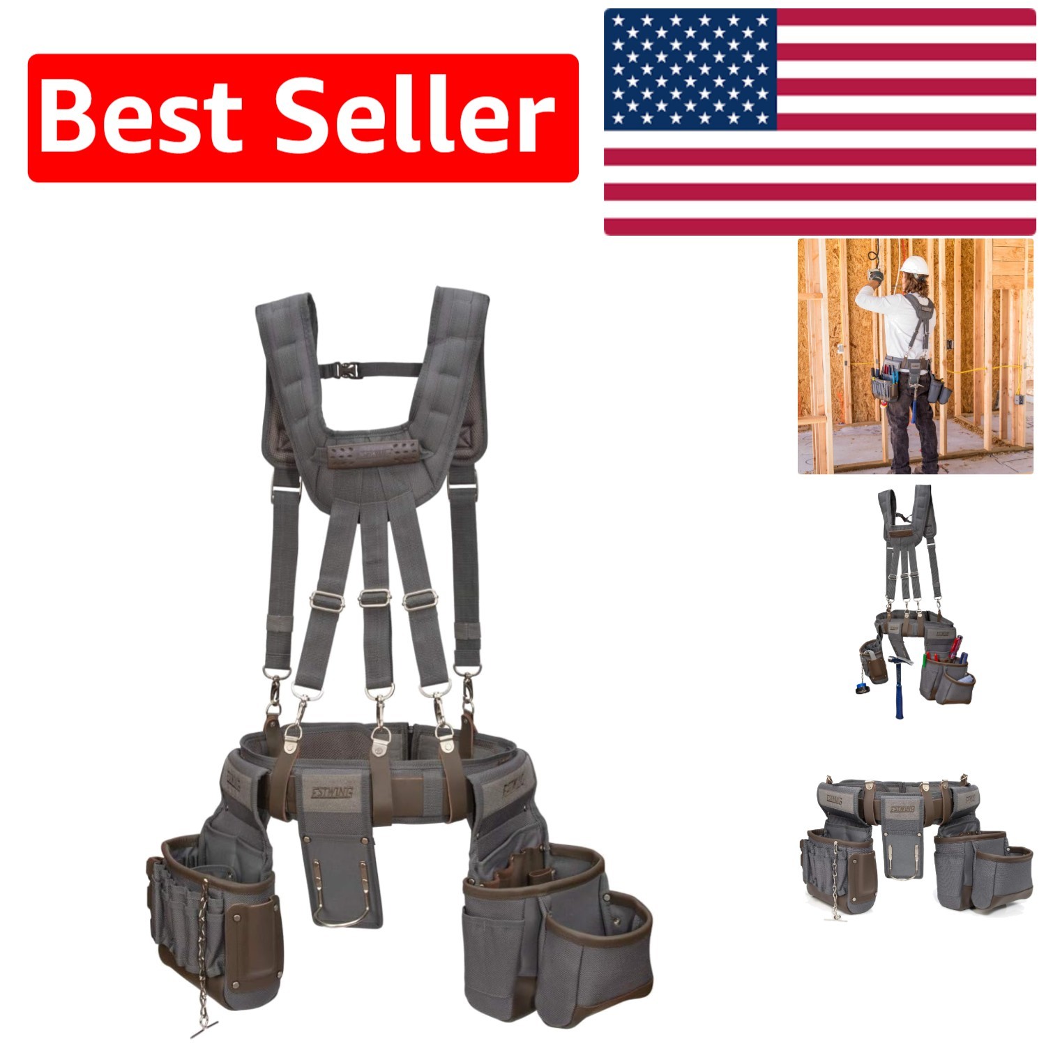 Heavy-Duty 13-Pocket Tool Rig for Electricians – Durable & Comfortable Design