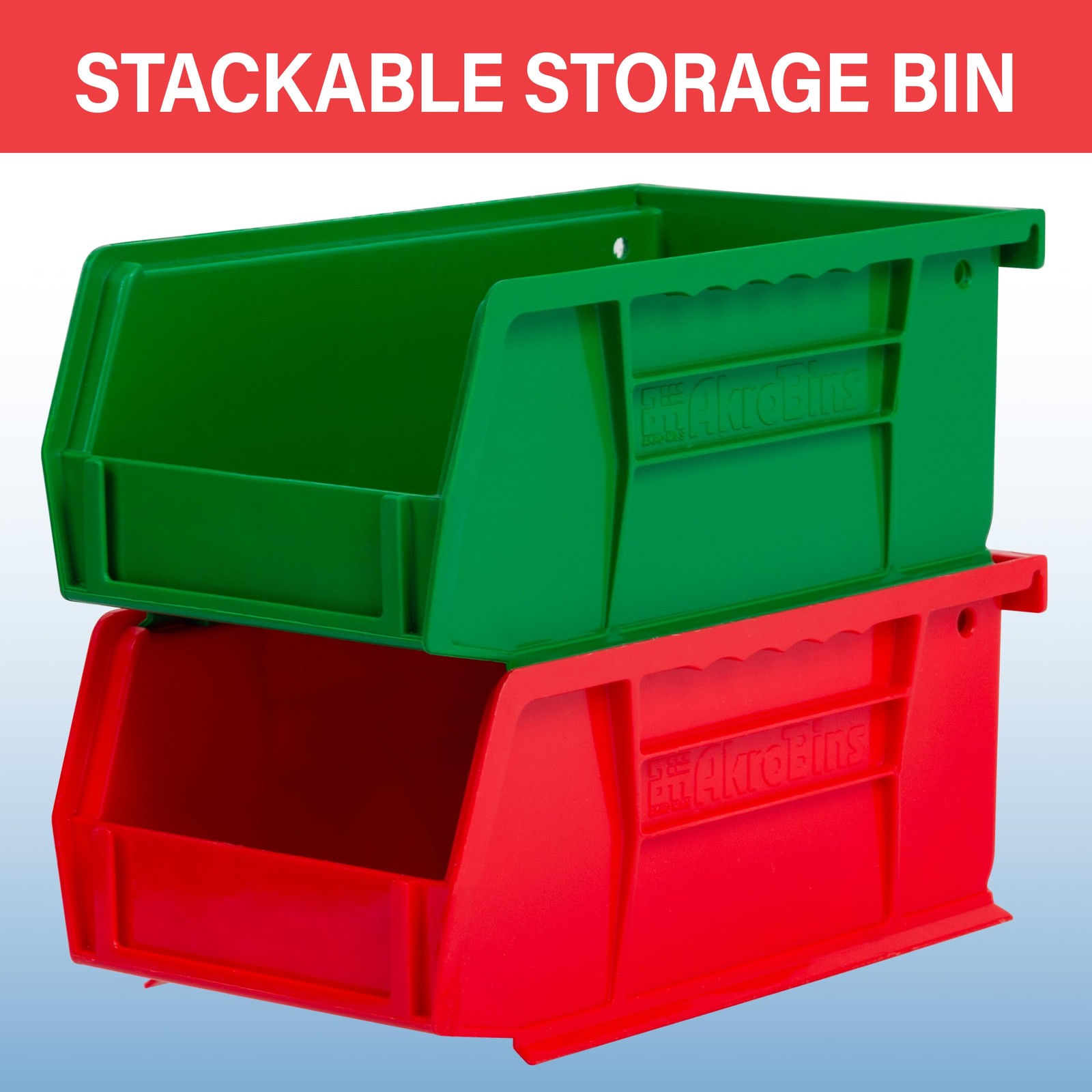 Akro-Mils 30220 AkroBins Plastic Storage Bins, Space-Saving Stackable Bins for