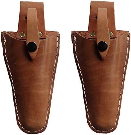 2 PCS Leather Pruner Holster Hanging Pouch with Safety Lock for Pliers Pruner (P