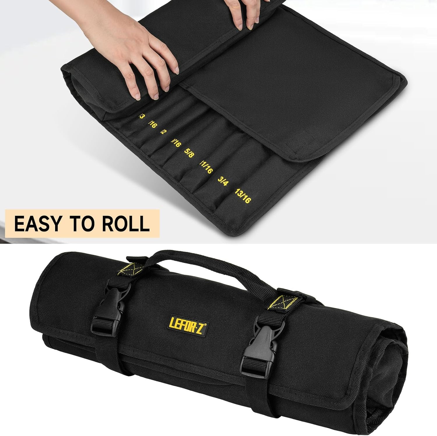 Wrench Roll Organizer 23 + 1 Pocket Heavy Duty Tool Roll Bag Metric & SAE Tools