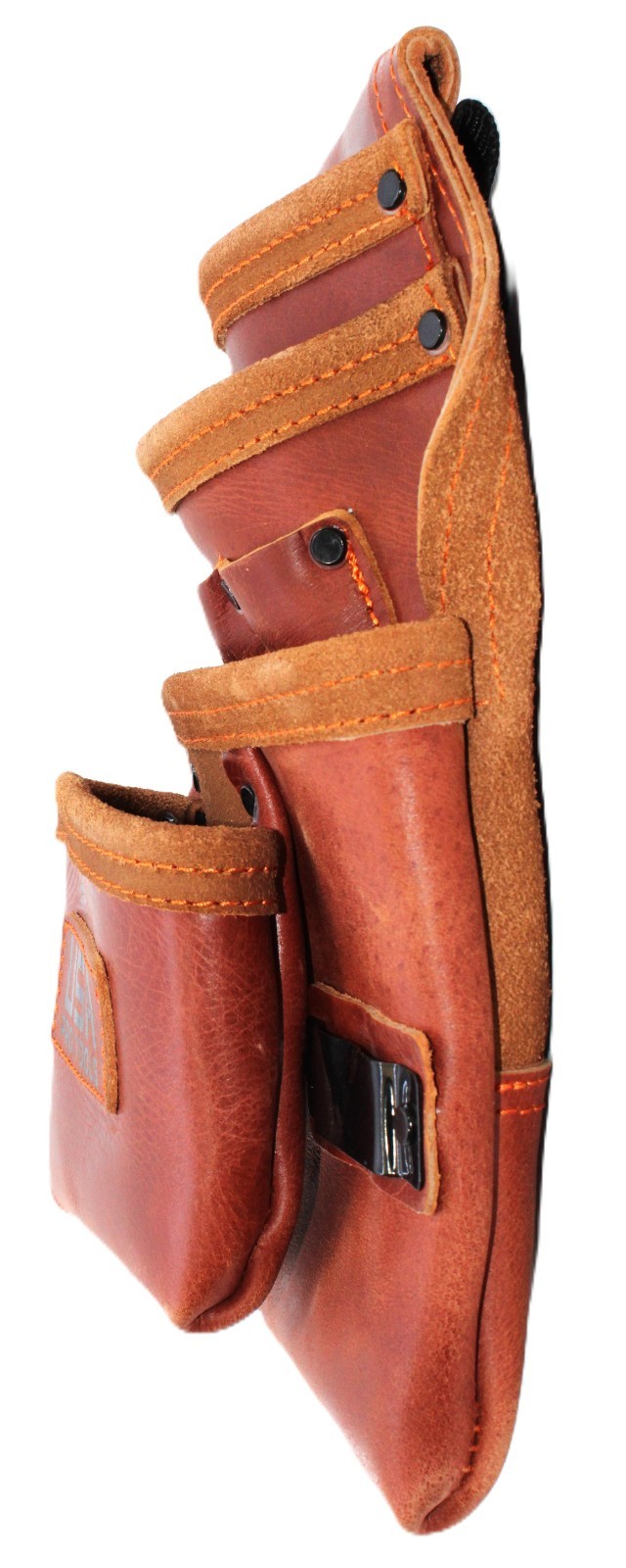 USA Pro Tools Top Grain Leather Tool Pouch with Nylon Handle 4-Pocket Dark Brown