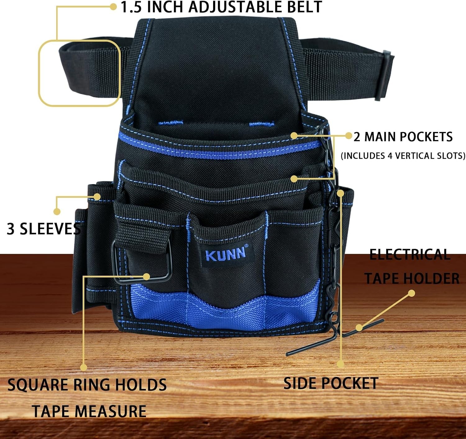 Durable Electrician Tool Belt Clip Pouch 13 Pockets