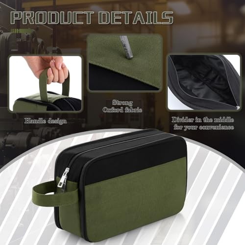 Green Heavy Duty Tool Pouch with Handle – 12″ Zipper Bag with 3 Compartments