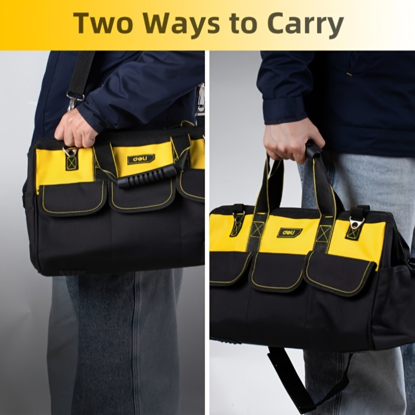 Steelite 13 Inch Heavy Duty Contractor Tool Bag 15 Pockets with Adjustable Strap