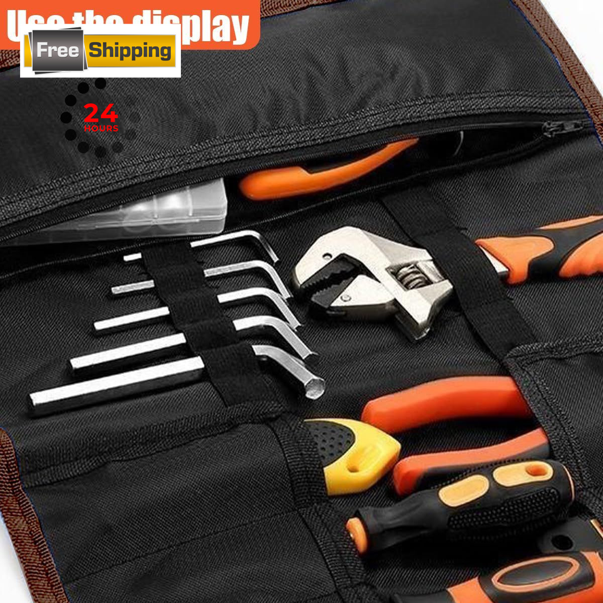 Tuxihapp 23 Pocket Car Tool Bag Roll Up 22.91 x 14.29 x inches, Black