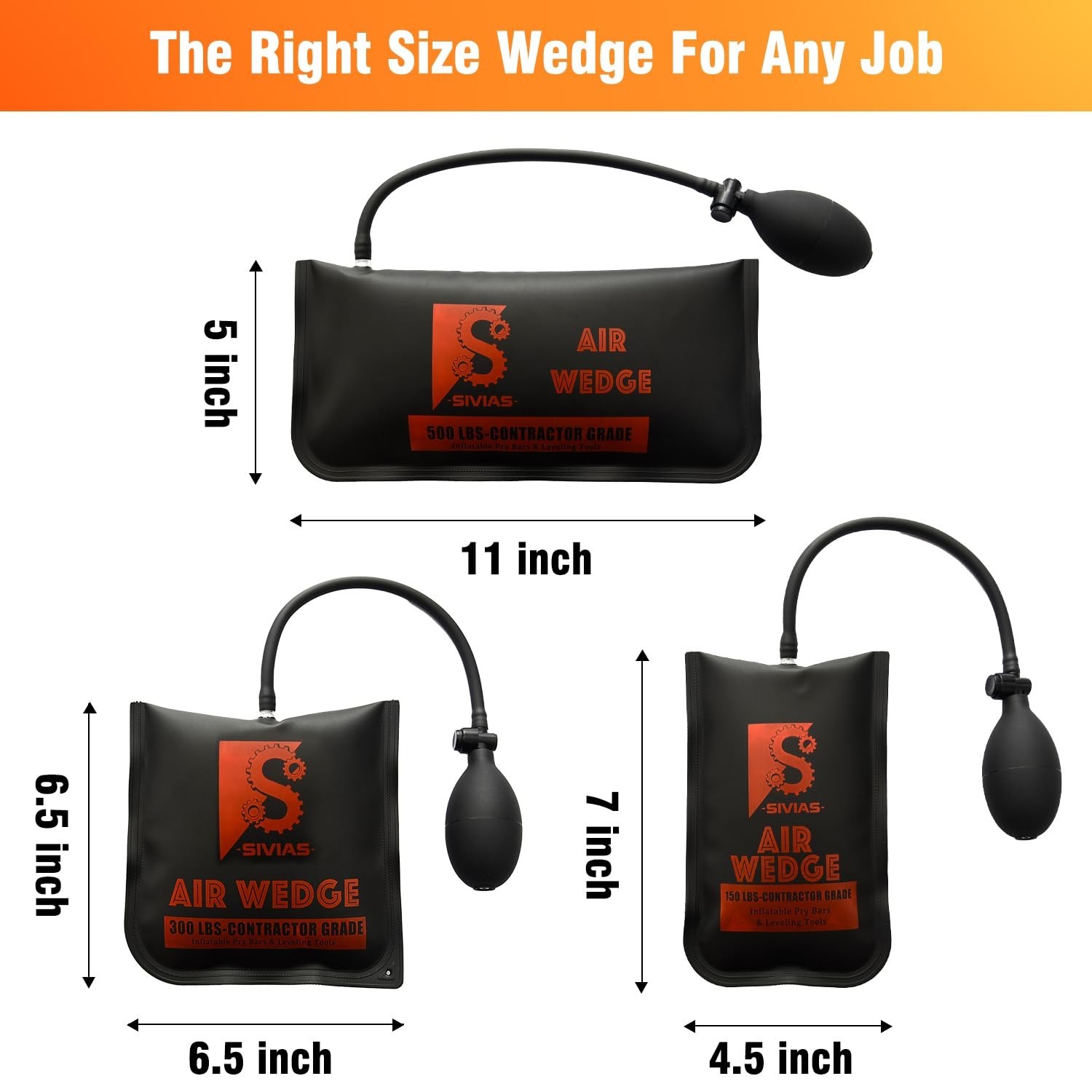 Inflatable Air Wedge Shim Tool – 3 Sizes, 500LB Capacity, Leveling & Alignment K