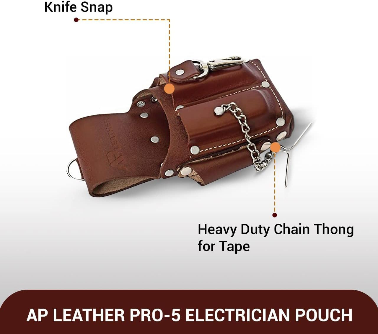 Pro-5 Electrician Pouch Leather Tool Pouch 5 Pocket Pouch With Electrical