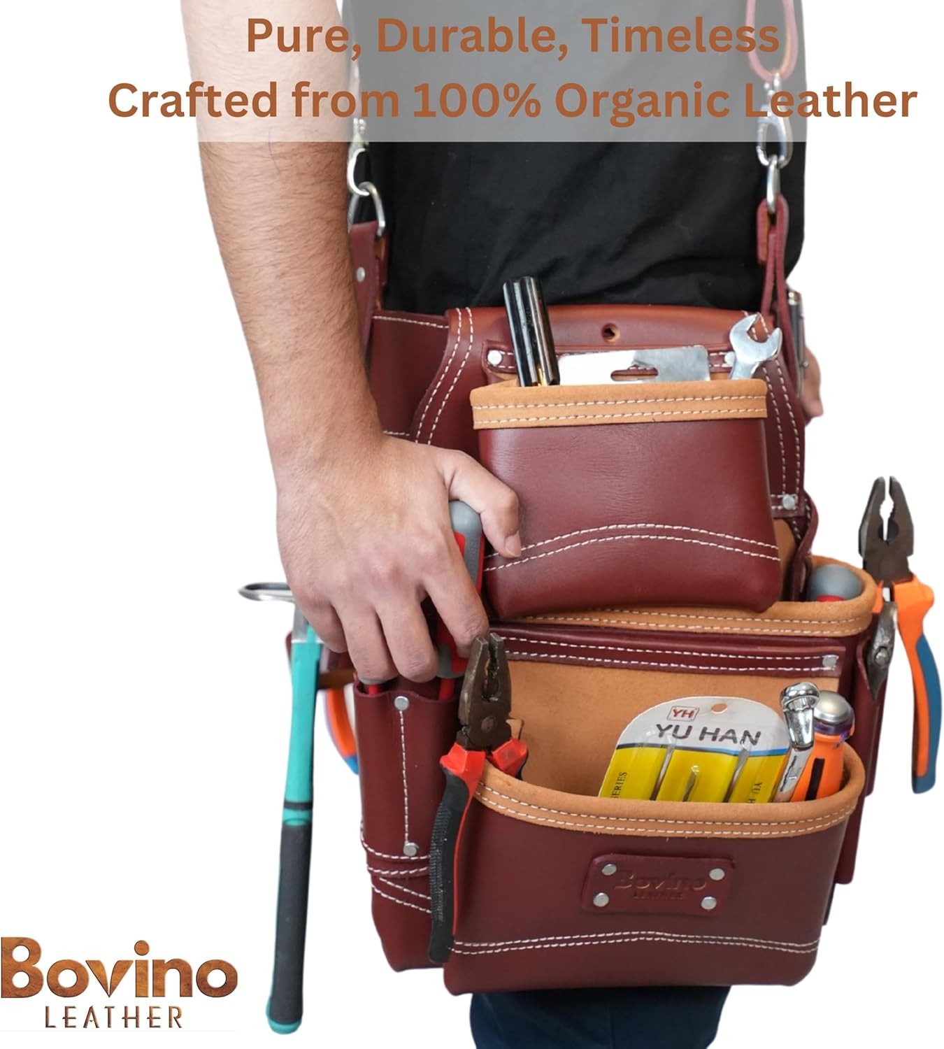 Tool Belt for Framers | 20-Pockets, Heavy-Duty Work Belt | Dual Pouches & Hammer