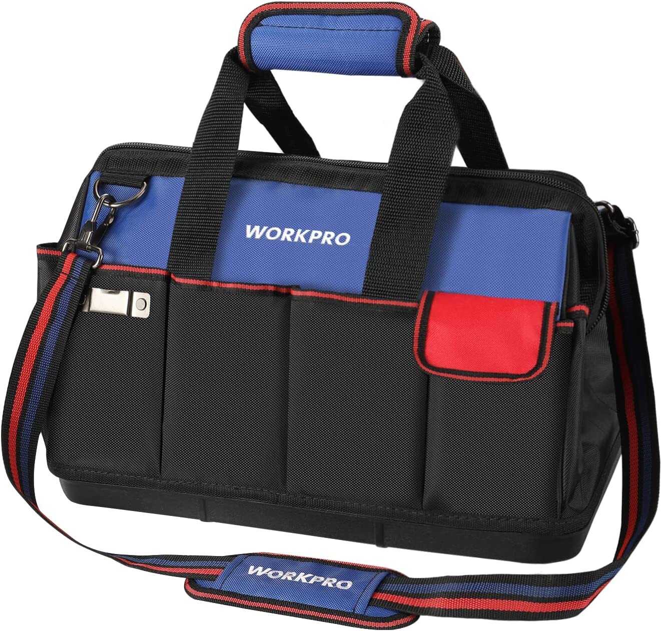 WORKPRO 18-in Tool Bag Tool Organizer Molded Base Open Top Bag w/Shoulder Strap