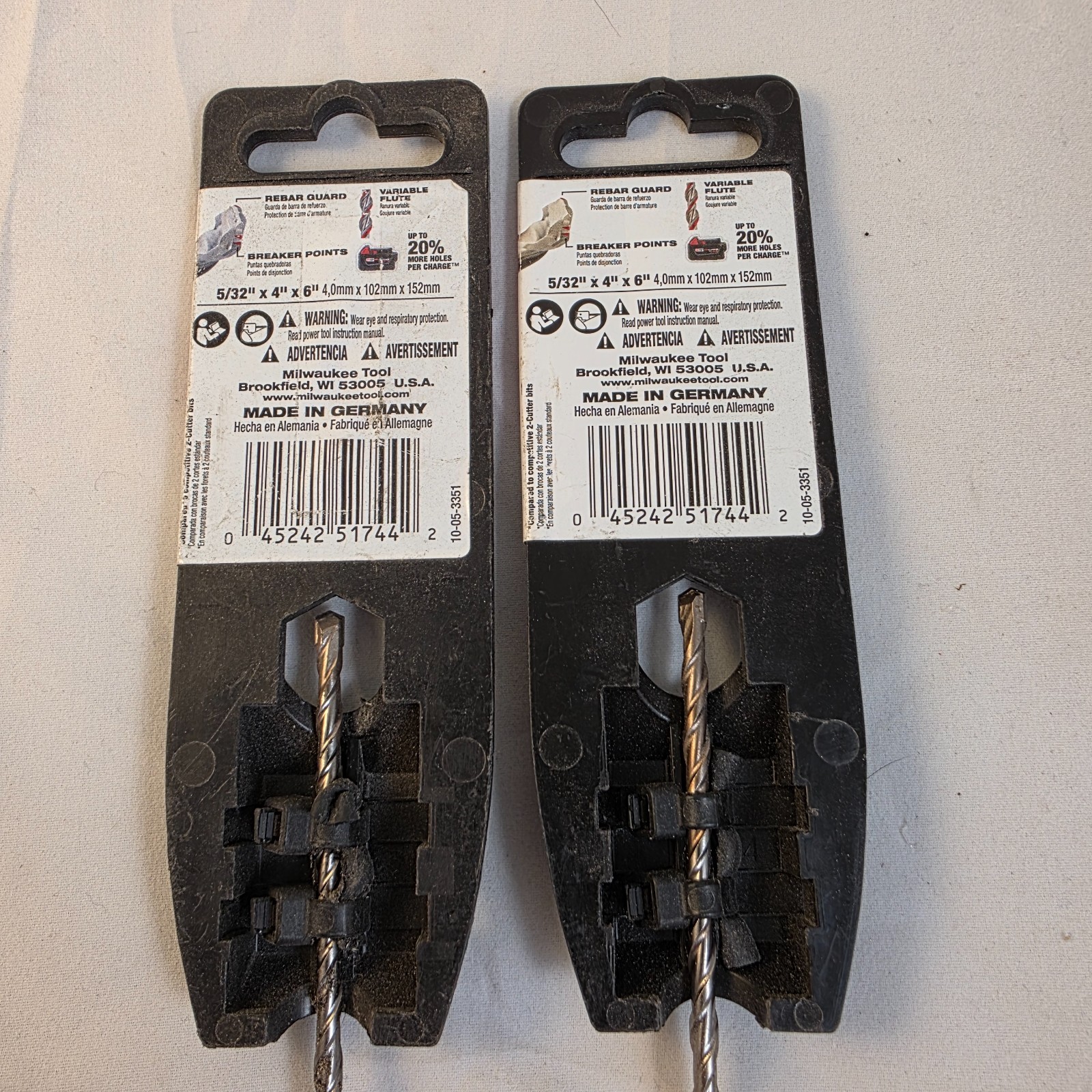 Set of 2 – Milwaukee 48-20-8201 5/32 in. x 6 in. MX2 SDS-Plus Carbide Bit