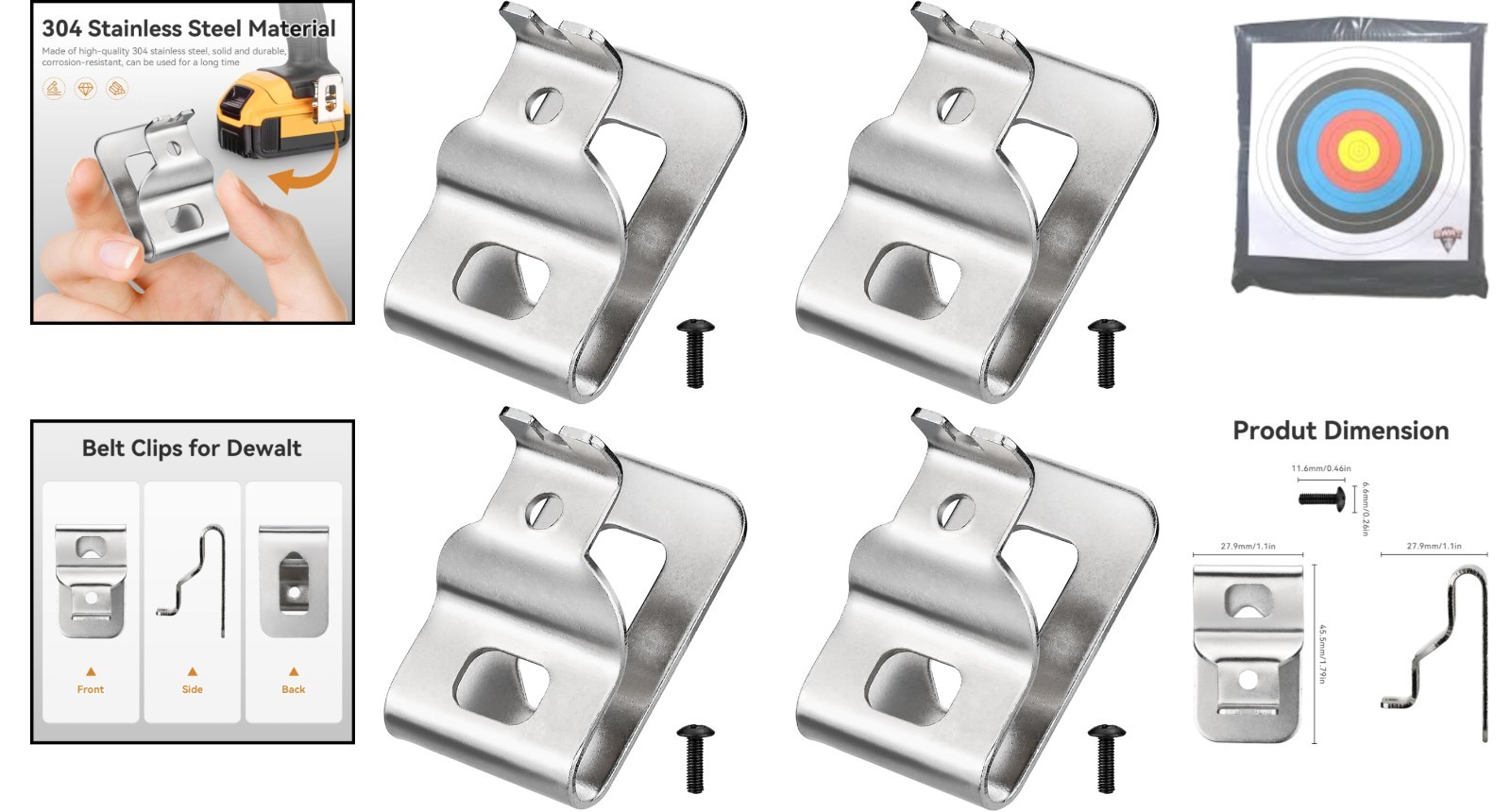 4PCS Heavy-Duty Stainless Steel Clips for Dewalt Tools – Easy Tool Organization
