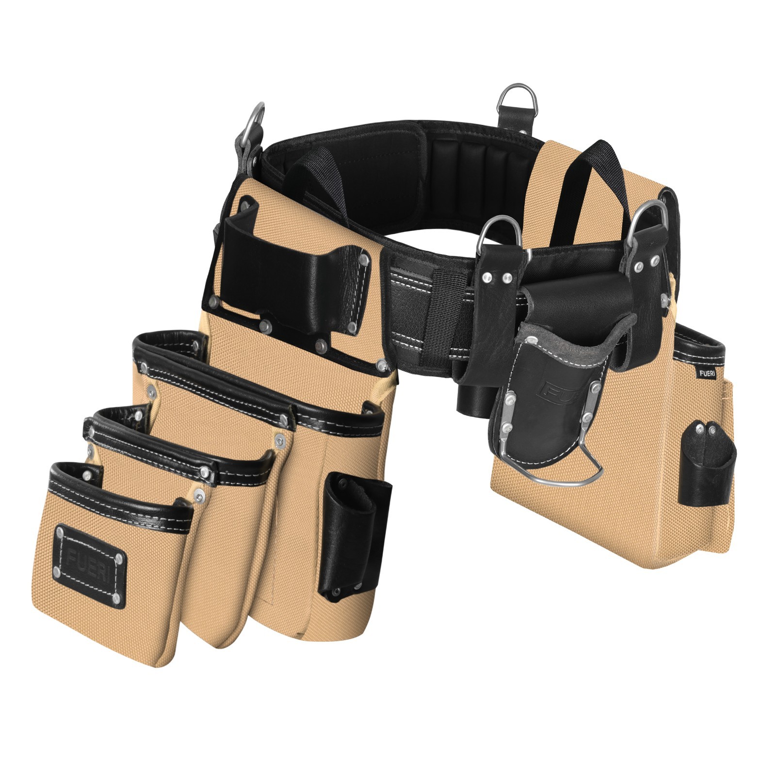 FUERI Electricians Heavy Duty 26 Pocket Leather Nylon Tool Belt Bag Carpenter