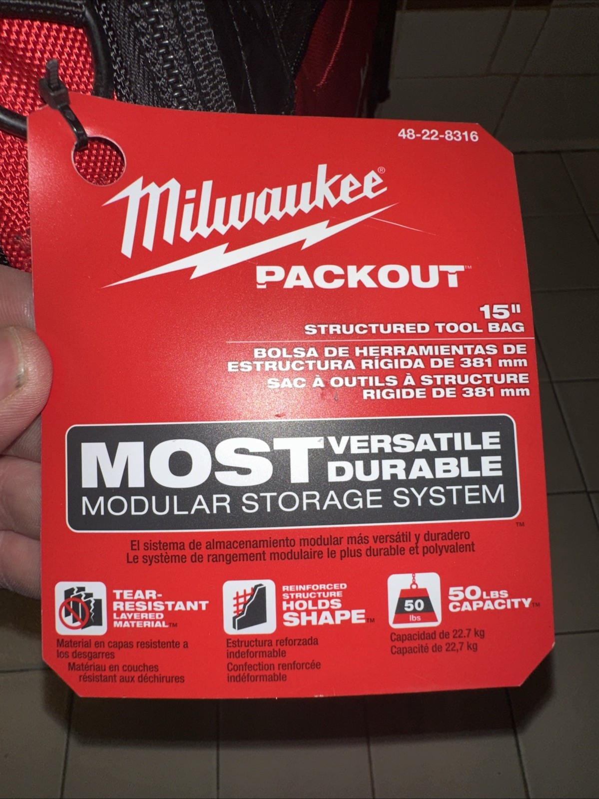 NEW Milwaukee Packout 15″ Tear-Resistant Durable Structured Tool Bag, 48-22-8316