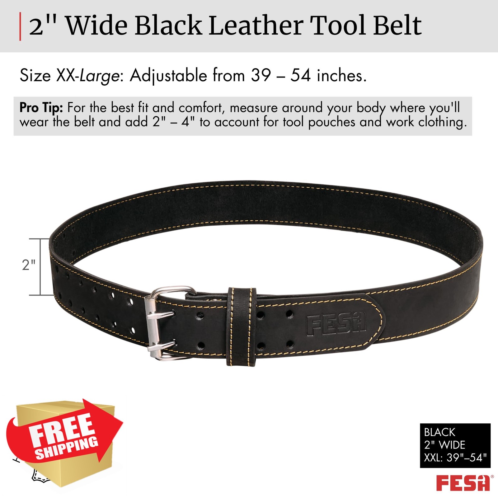 FESA Black Tool Belt XXL 2″ Wide