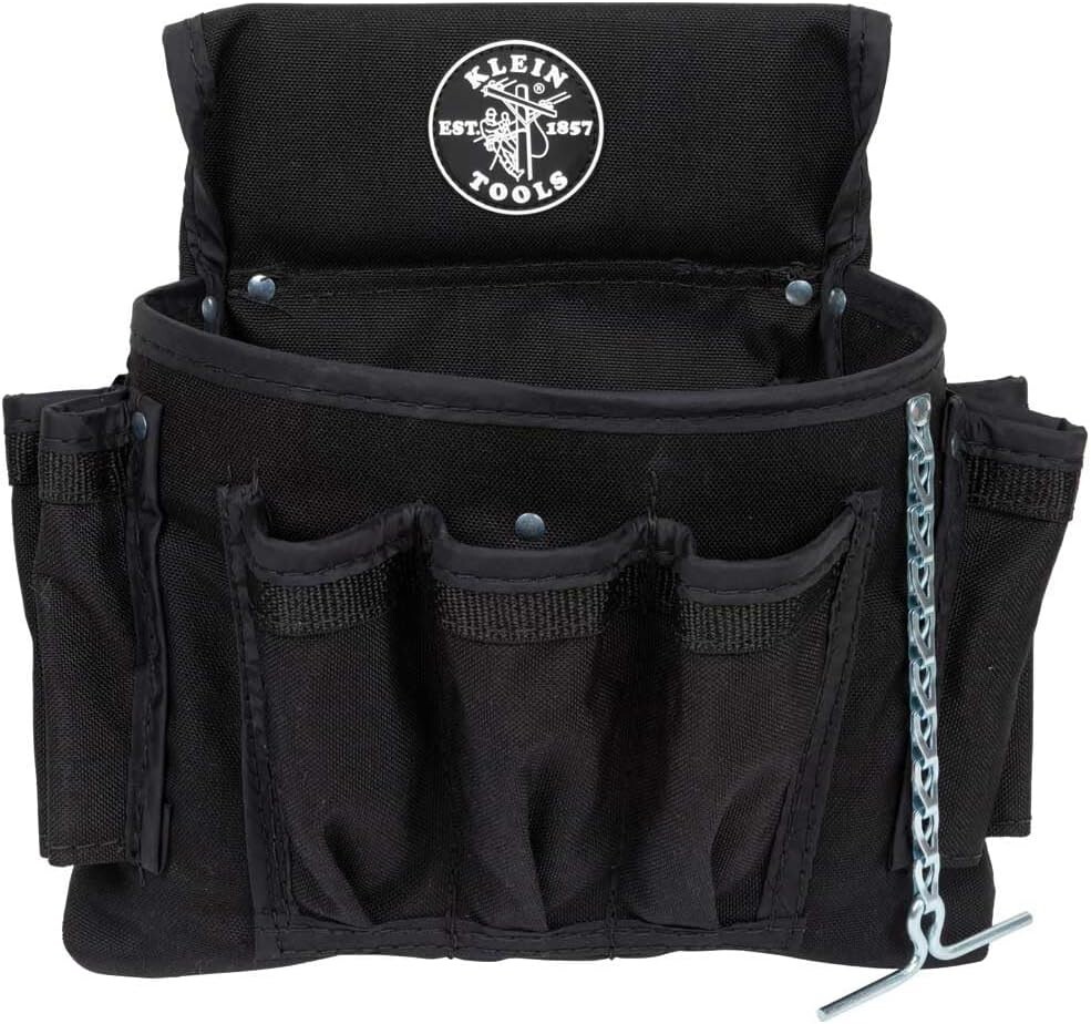 Lightweight 18-Pocket Tool Pouch with Rivet Reinforced Stitching – Black