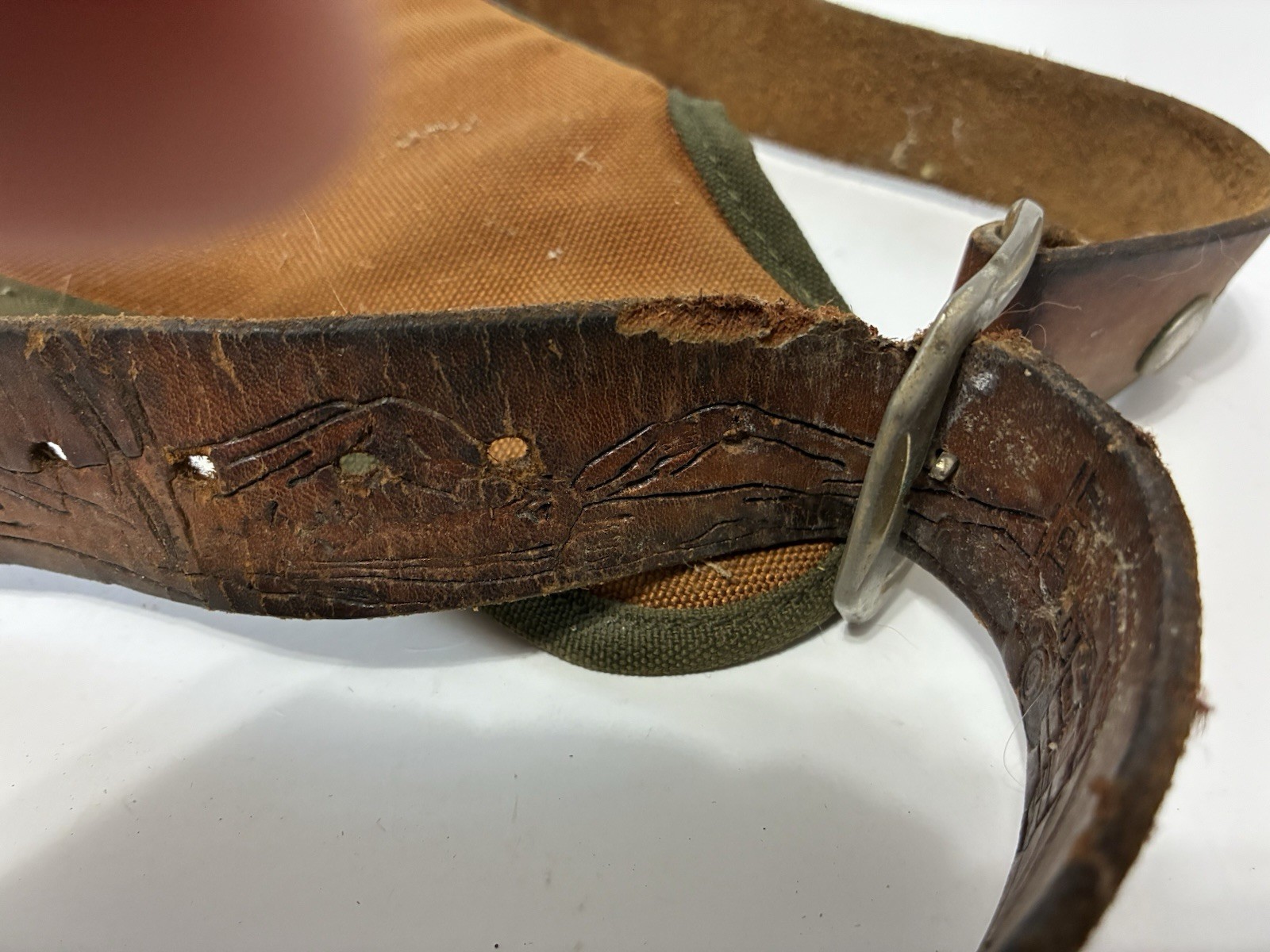 Bucket Boss Drill/Impact Tool Holster. Decorative Leather Belt. Torn Strap.