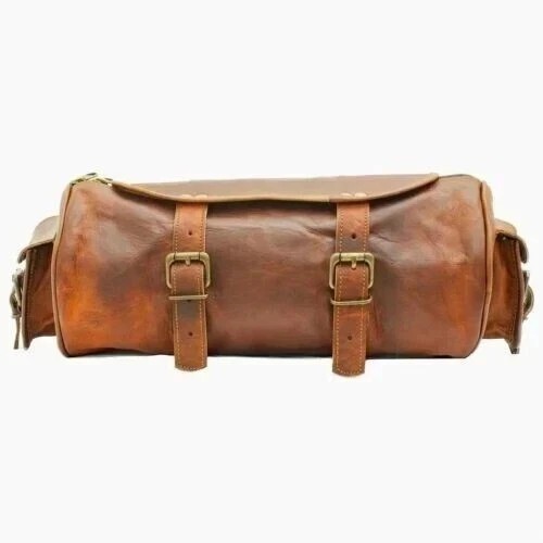 Brown Genuine Goat Vintage Tool Leather Motorcycle Bag