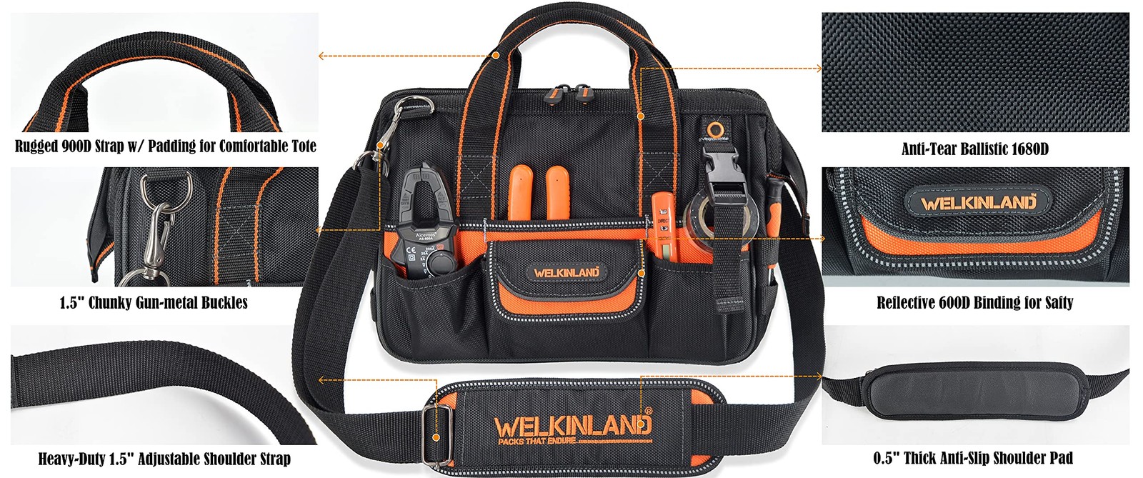 WELKINLAND 13-Inch Small tool bag, Electrician tool bag, Electrical tools bag, H