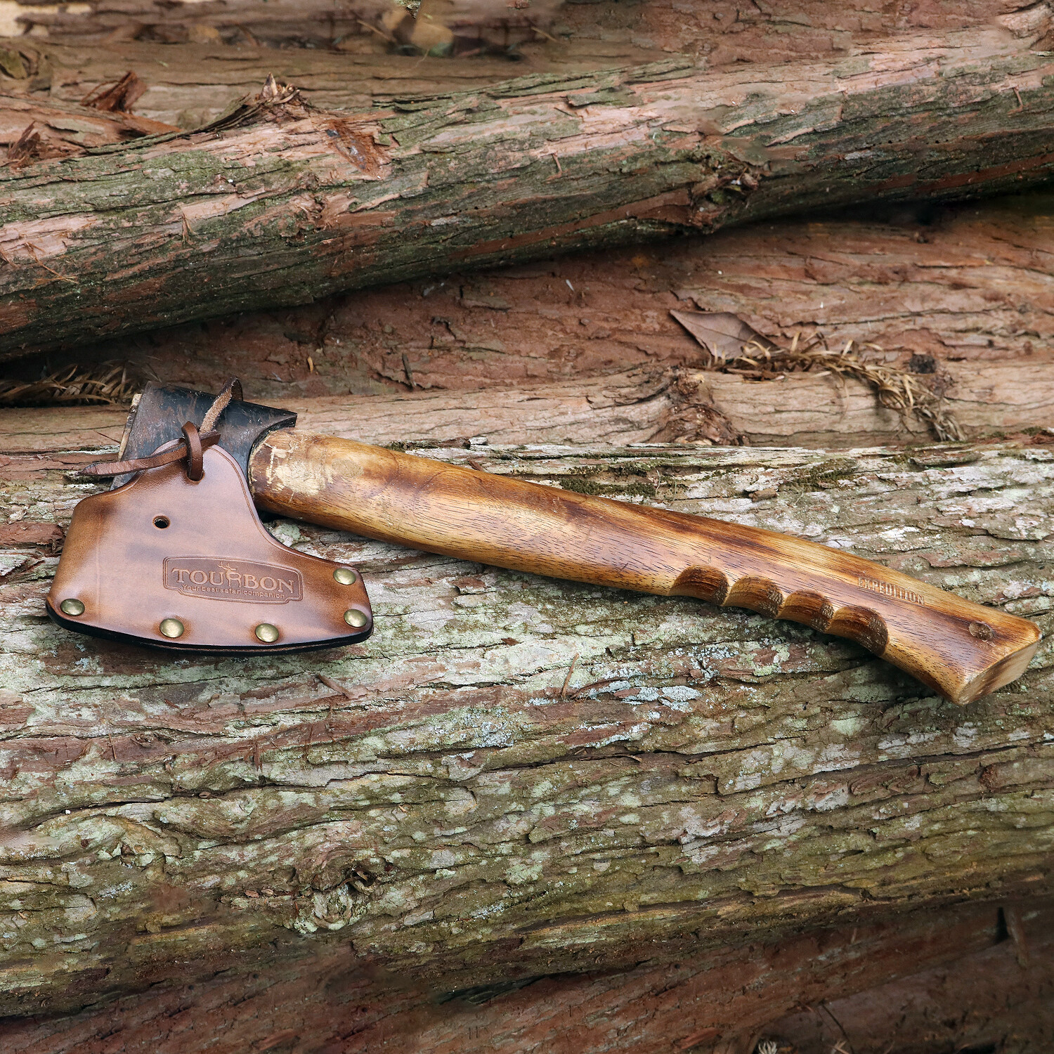 TOURBON Axe Holder Hatchet Lanyard Blade Sheath Head Cover-Cowhide Leather Craft