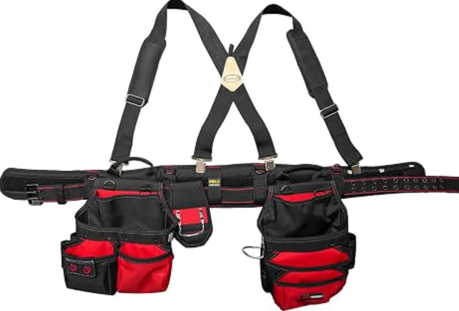 MELOTOUGH Padded Tool Belt Work Suspenders with Super Strong Clip for Carpenter’