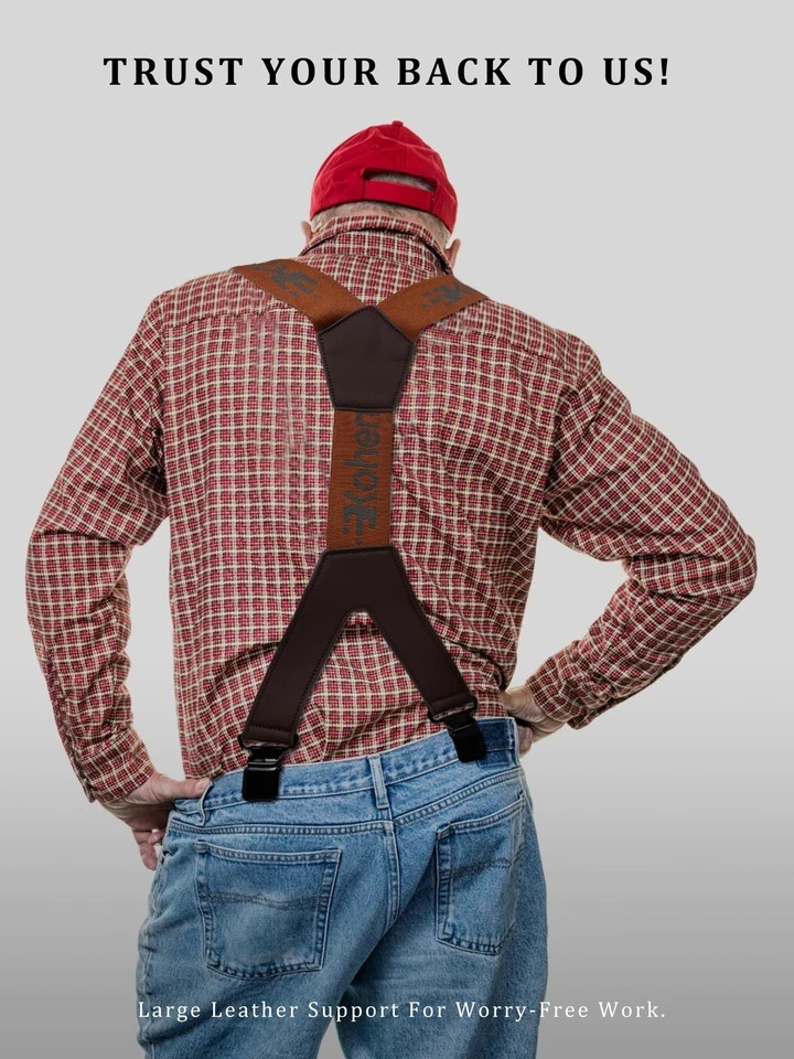Kohentact Men’s Industrial Strength Work Suspenders 2-Inch 47 inches, Brown