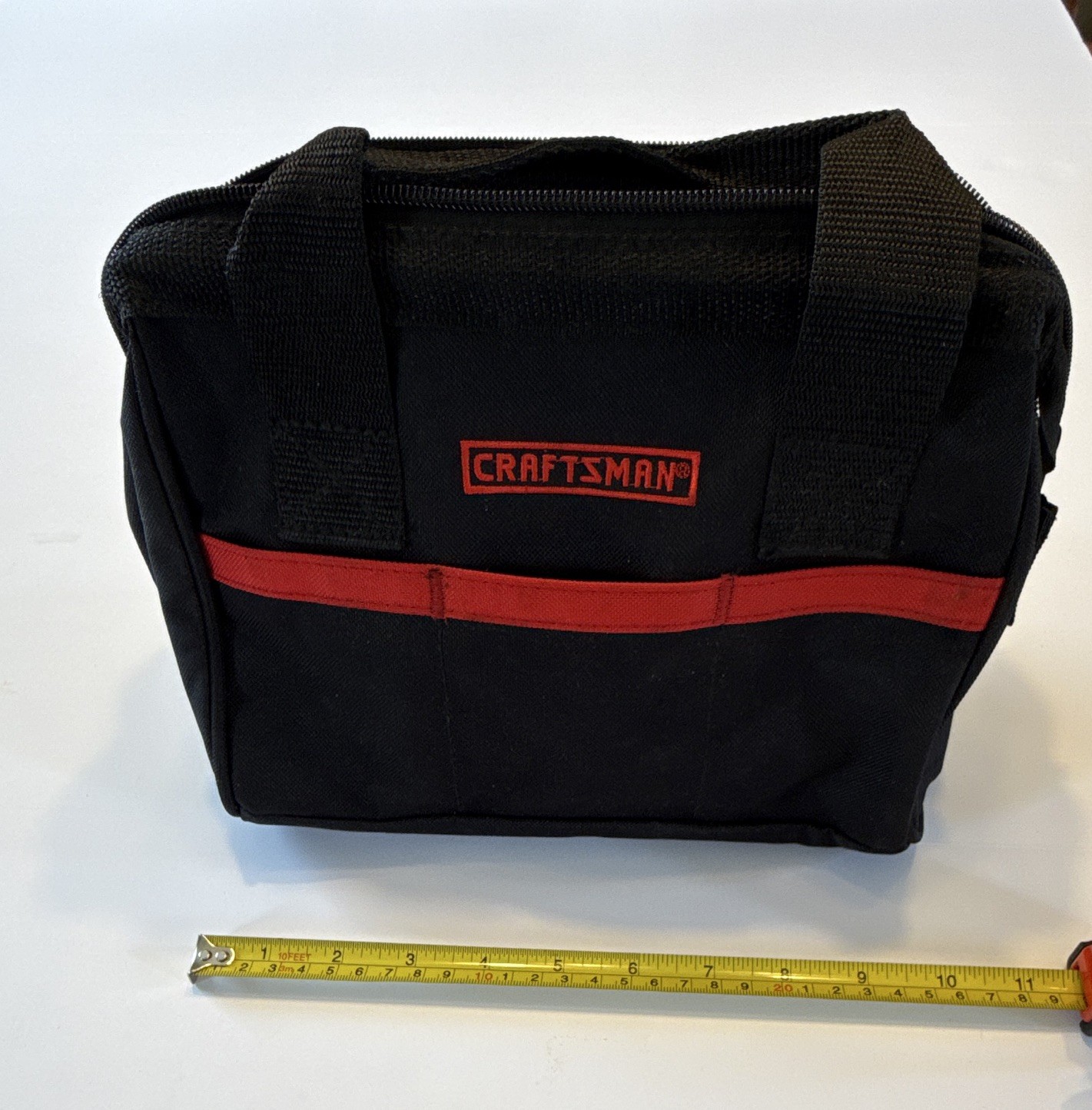 Craftsman Black Red Fabric Tool Bag 12in With Handles Zippered Closure
