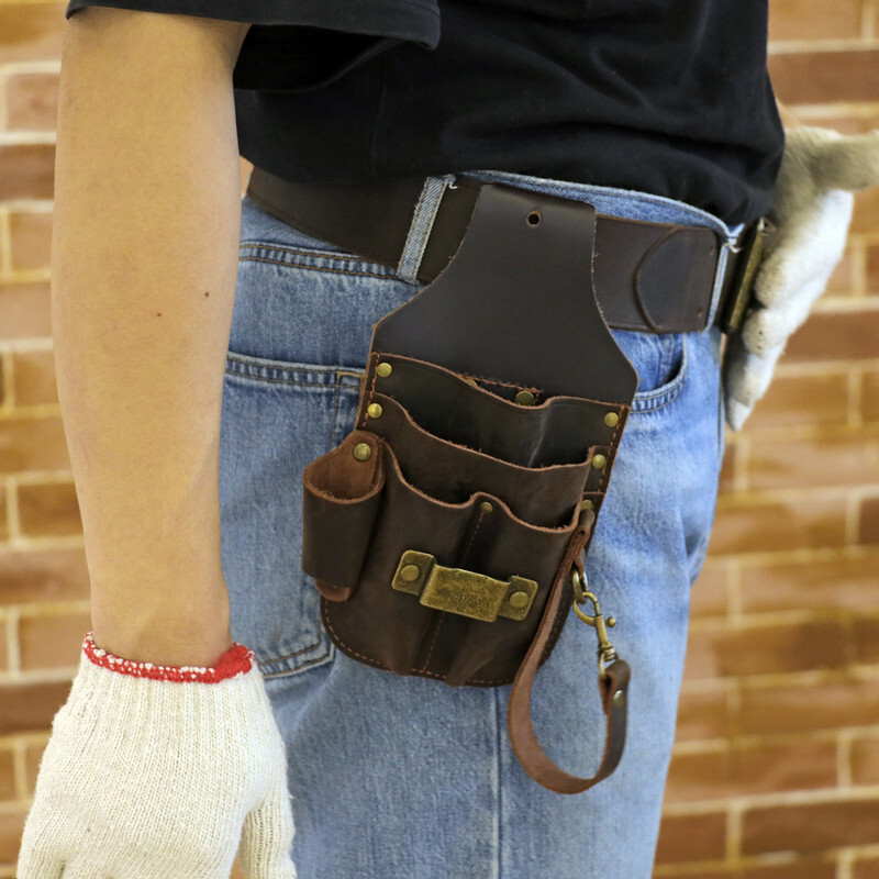 TOURBON Leather 5 in 1 Holster Electric Tape Storage Tools Pouch Belt Holder