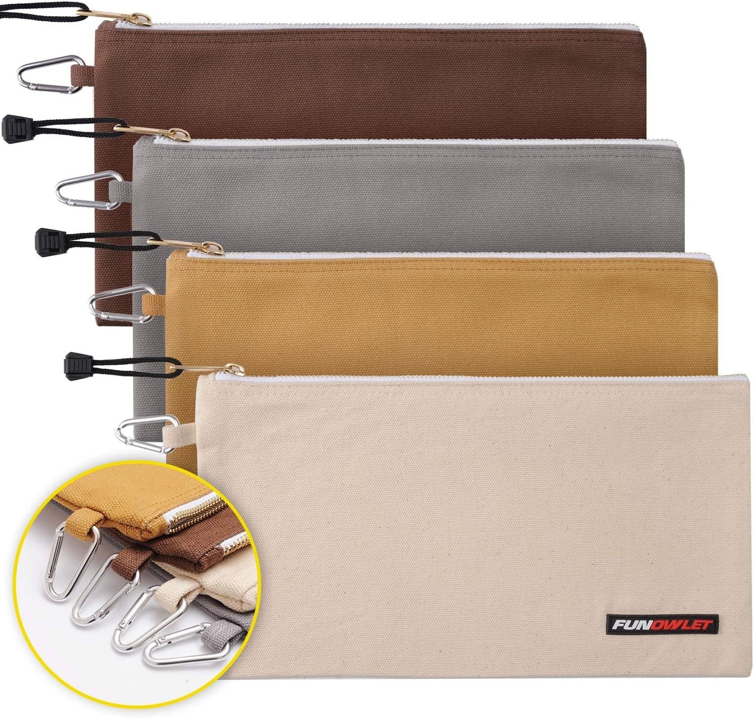 Utility Bag, Canvas Zipper Tool Bags – Heavy Duty Tools Pouch with Carabiner,…