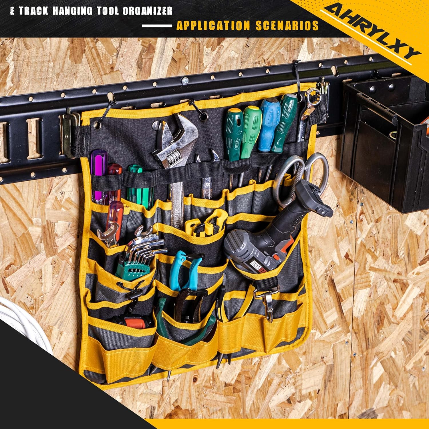 2 Pack E-Track Tool Organizer – Wall Mount Pocket Holder for Garage & Workshop