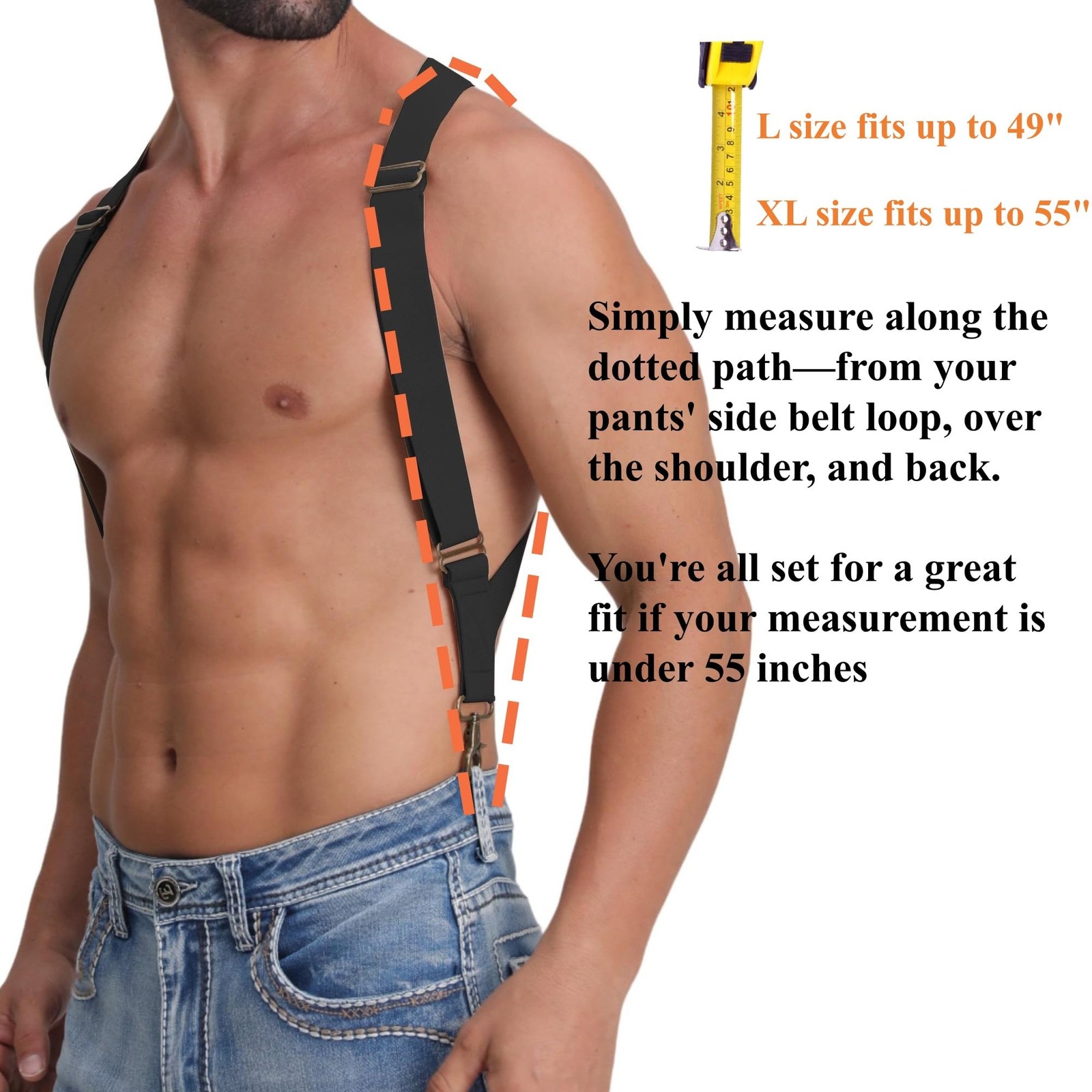 LazarsSpace Suspenders for Men Heavy Duty Large, 2 Hooks 1.5 Inches, Black