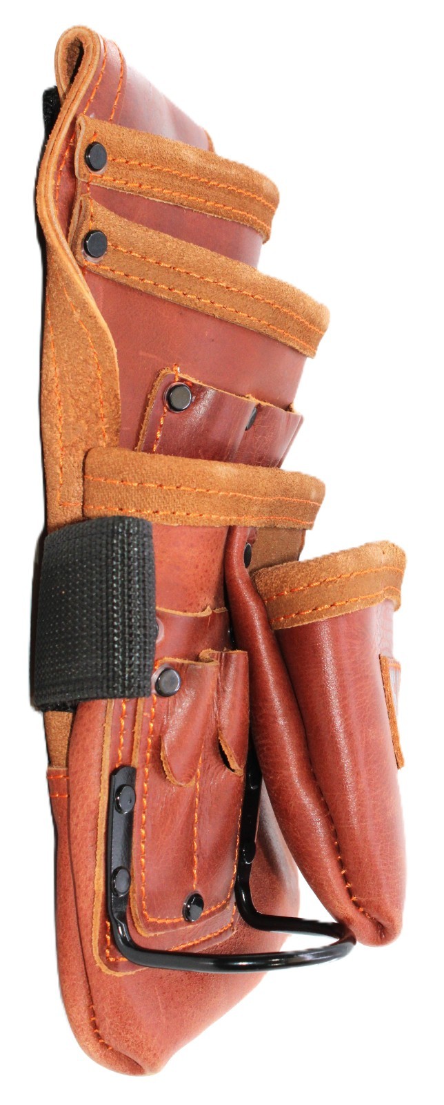 USA Pro Tools Top Grain Leather Tool Pouch with Nylon Handle 4-Pocket Dark Brown