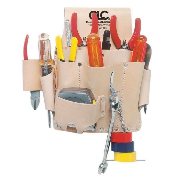 Clc Work Gear W500 Tool Pouch, Tool Pouch, Tan, Leather, 8 Pockets