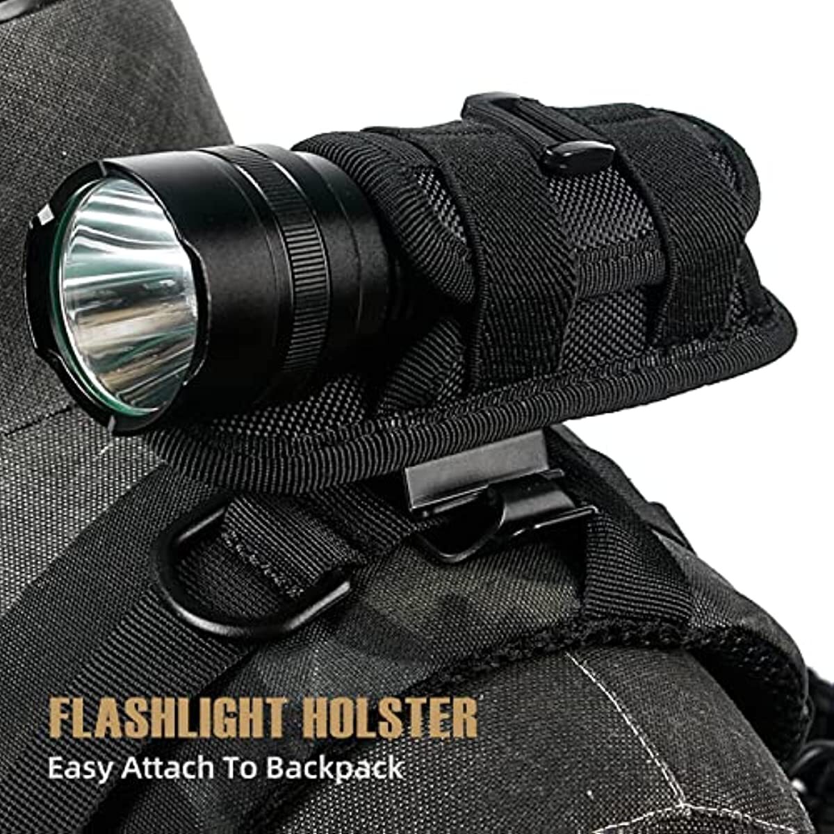 Tactical Molle Torch Holster Case Belt Torch Cover 360° Rotatable Flashlight Bag