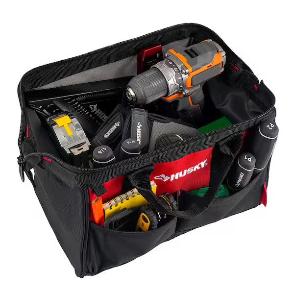 12 in 4 Pocket Zippered Tool Bag Dual-Zipper Water-Resistant Material