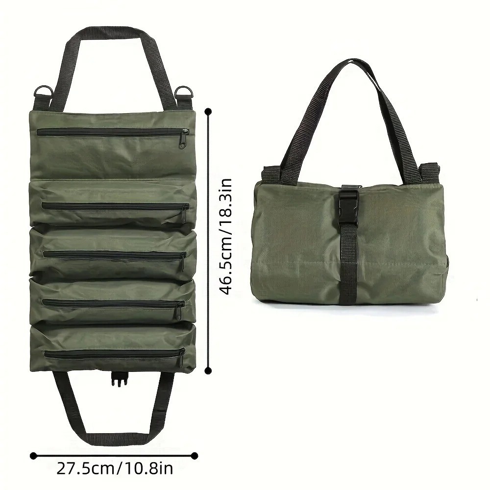Heavy-Duty Roll-Up Tool Bag Oxford Fabric Organizer Mechanics Electrician
