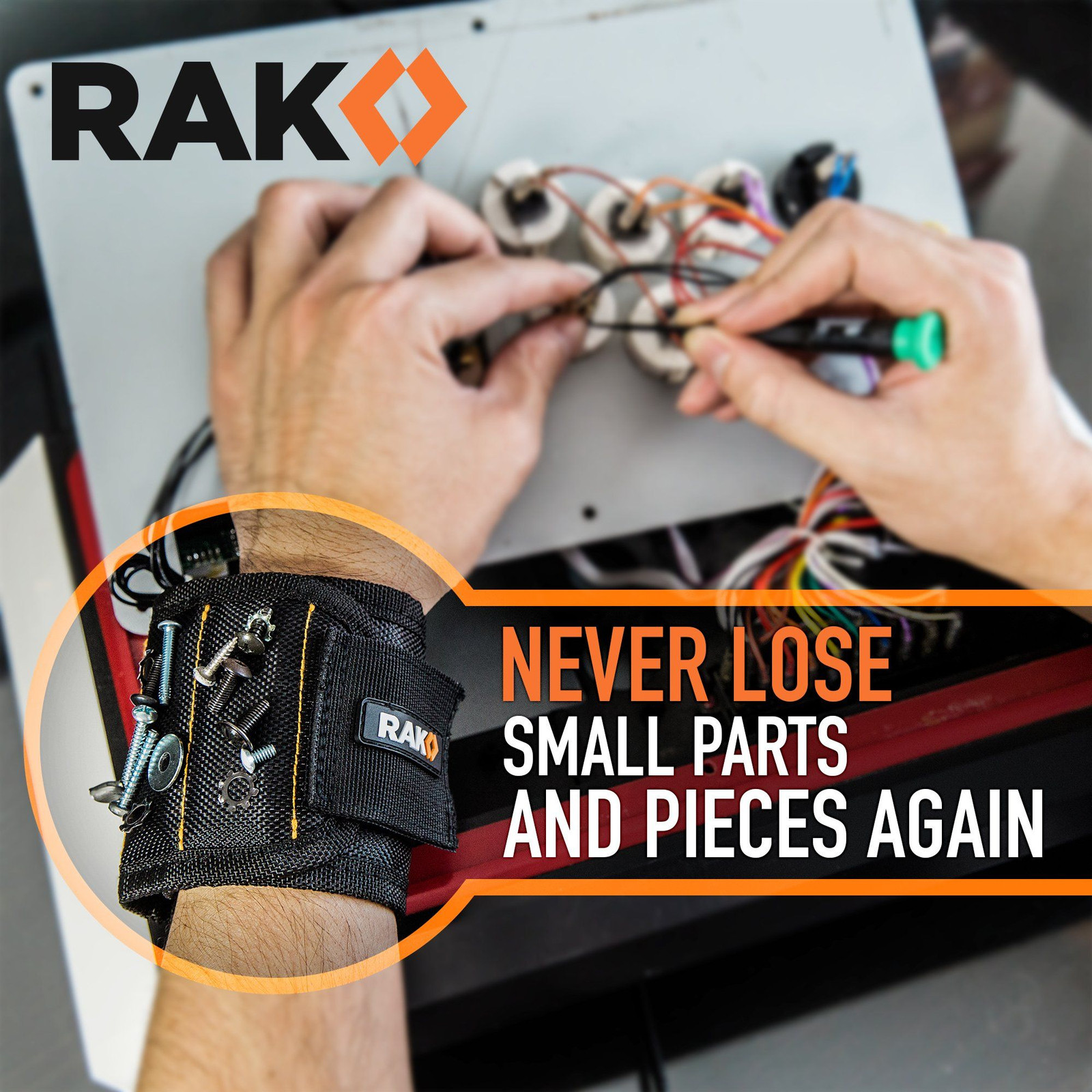 RAK Magnetic Wristband for Tools – Premium Tool 1680 Ballistic Nylon, Black