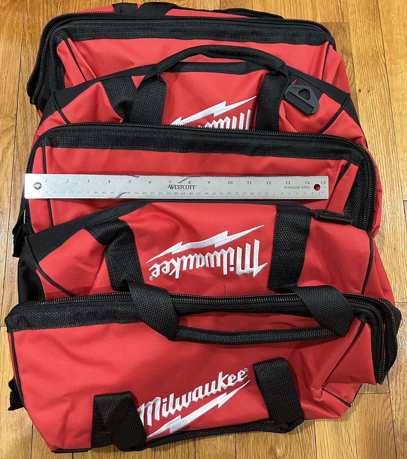 THREE 3 MILWAUKEE 16 x 11 x 9.5″ 50-55-3550 CANVAS CONTRACTOR TOOL BAG SET NEW