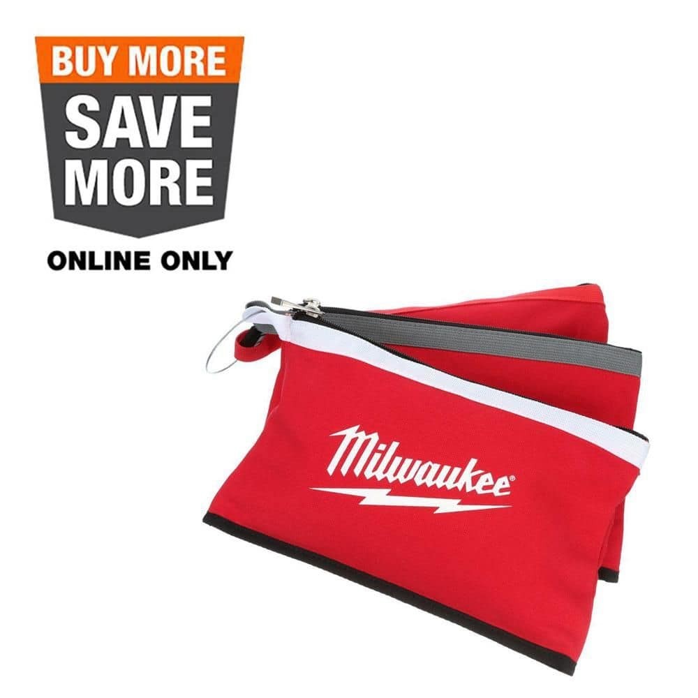 NEW Milwaukee Tool Zipper Bag 12 Inch Pouch Storage 3 Pack Red Tote Bag Durable