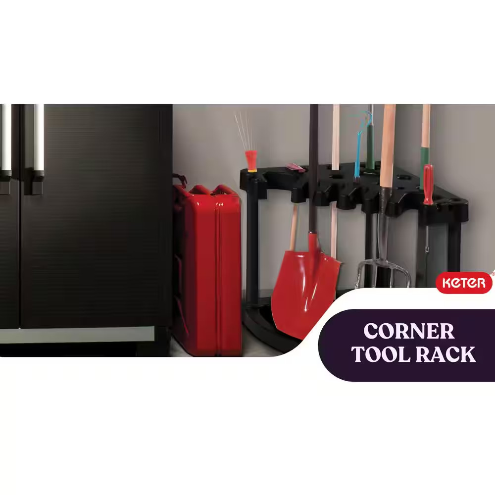 22 In. W X 21 In. H Shed Accessory Kit Compact Corner Tool Rack Black