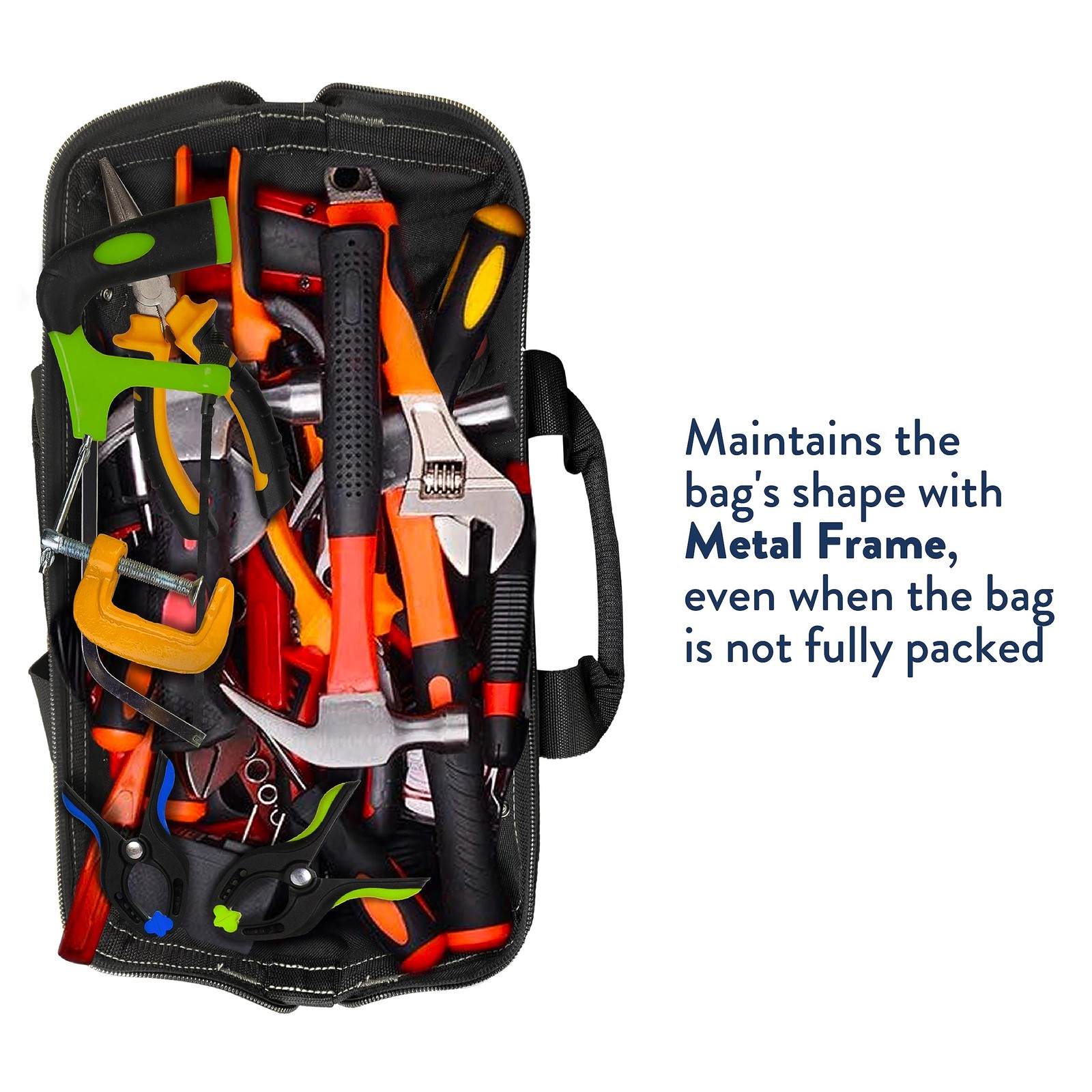 Bag 15 Inch Heavy Duty Tools Bag With 8 Pockets Adjustable Shouder Straps And 60