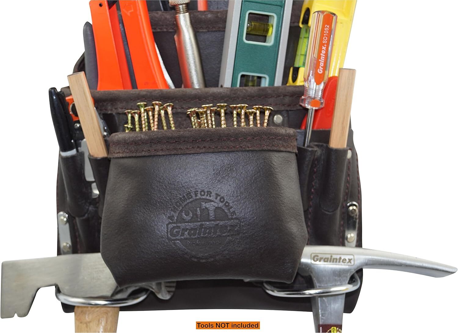 Graintex 10 Pocket Oil Tanned Leather Tool Pouch With Hammer Holders