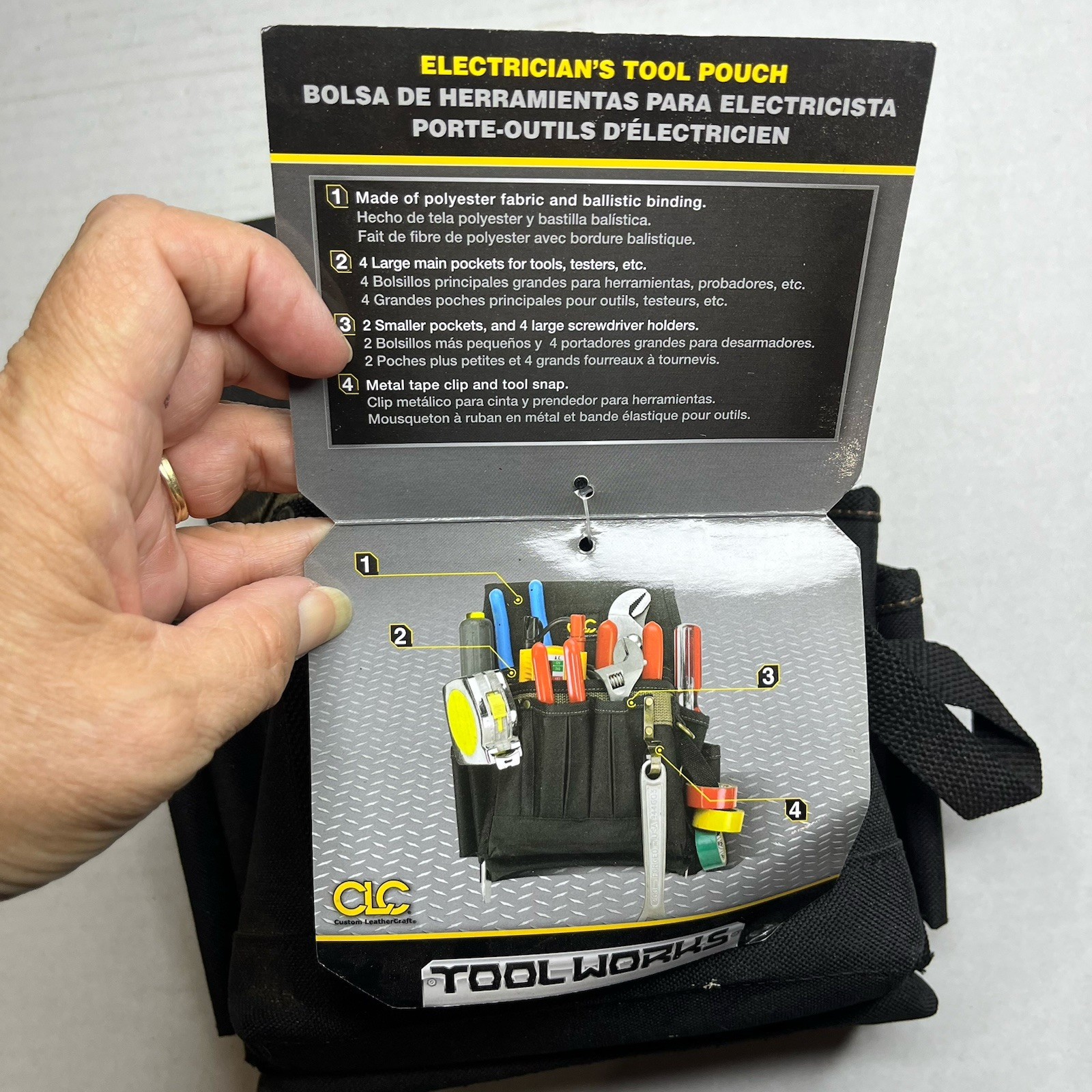 CLC 1505 3.5 in. W X 11 in. H Polyester Electrician’s Pouch 10 pocket Black/Tan