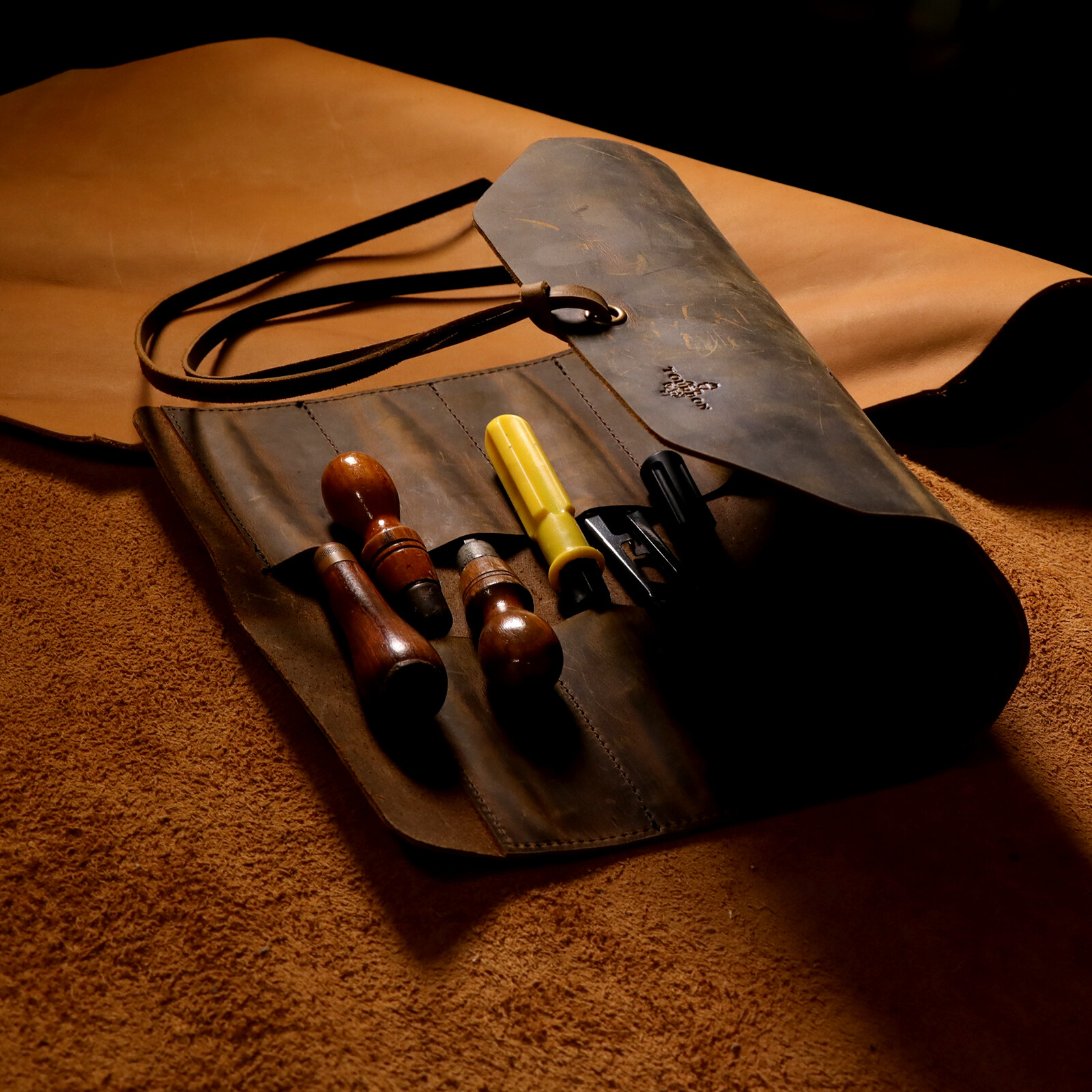 TOURBON Leather Carving Tool Organizer Holster – Roll-up Knife Carrier Storage